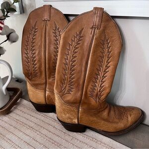 TONY LAMA Vintage Rugged Tan Leather WesternCowboyRidingWorkBoots Men Sz 9.5 D